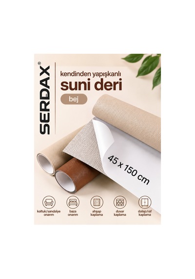 Extra Yapışkanlı Suni Deri - Bej 45x150 Cm Bej Bej