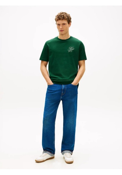 Tommy Hilfiger Mw0mw42391 Script Light Interlock Tee Erkek Tişört Yeşil