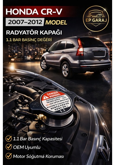 Honda Cr-v 2007 2012 Uyumlu Oem Radyatör Kapağı 1.1 Bar