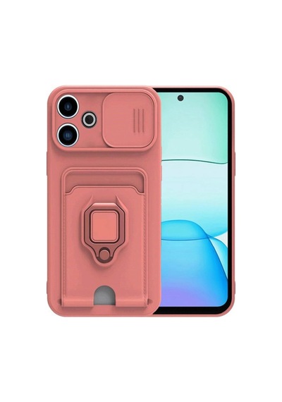 Redmi 13 4g Kılıf Zuma Kartvizitli Yüzüklü Silikon - Pembe İtdark4244