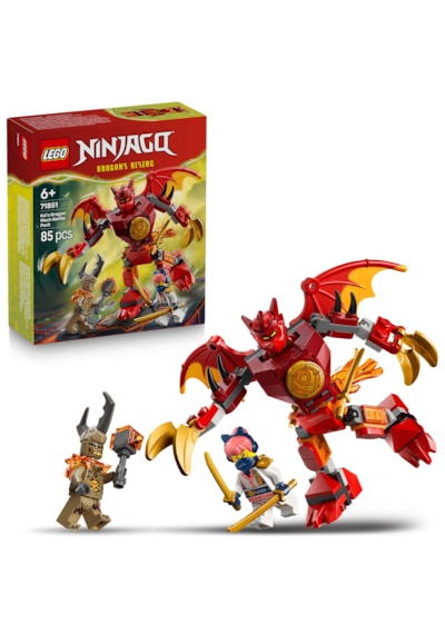 LEGO®  NINJAGO® Kai’nin Ejderha Robotu Savaş Paketi 71851 - 6 Yaş ve Üzeri Çocuklar için Yaratıcı Oyuncak Yapım Seti (85 Parça)