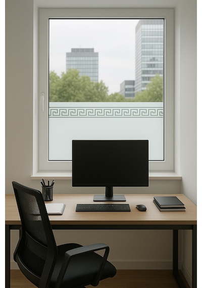 Technosmart 45x200cm Meander Motifli Statik Cam Filmi Kaplama Mutfak Ofis Banyo Pencere