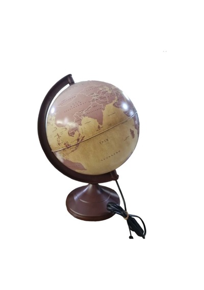 Küre Işıklı Antik Desenli Dünya Haritası Kahverengi - 26 Cm Kahverengi