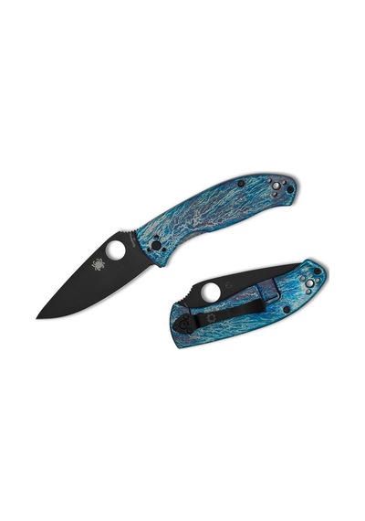 Spyderco Tenacious Blue Tı Black D2 Plainedge Kamp Çakı Çok Renkli