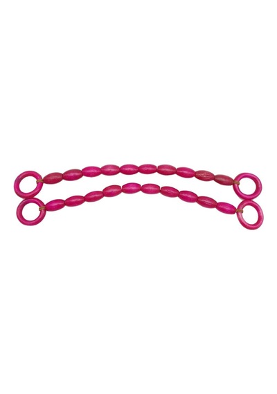 Angel Çanta Aksesuar 20 Mm Oval Ahşap Boncuklu 40 Cm Fuşya Renk Çanta Sapı