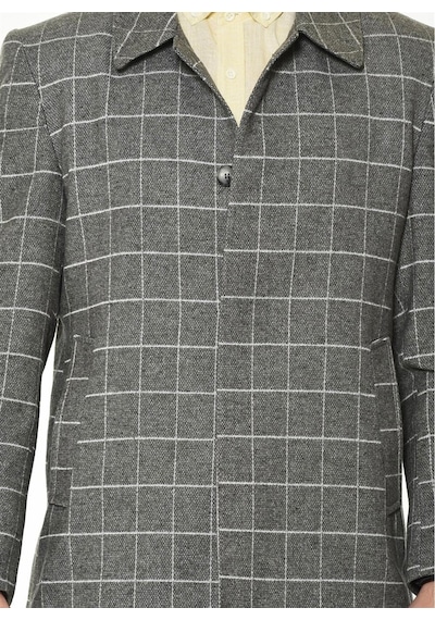 Plt8206 Dewberry Erkek Palto-Düz Gri-Düz Gri