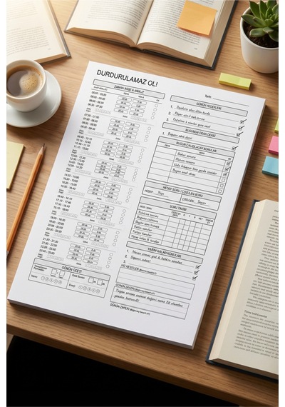 Pomodoro Ders Çalışma Planlayıcı - A4 Ebat - 30 Yaprak - Günlük Planlayıcı - Daily Planner Diğer