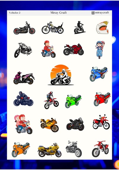 Motosiklet Temalı 12 17 Cm Sticker Diğer