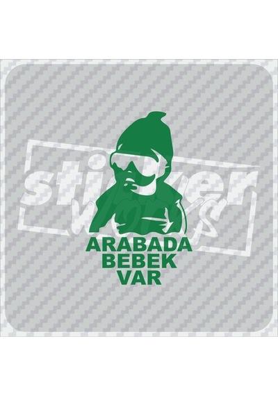 Arabada Bebek Var Sticker Koyu Yeşil