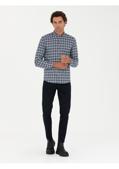 Cacharel Petrol Slim Fit Uzun Kollu Gömlek