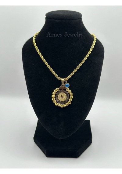 Arnes Jewelry Çelik Dorikalı Çeyrekli Kolye Gold