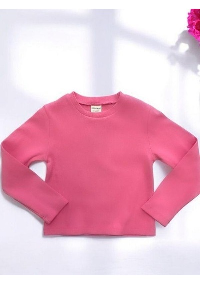 Kız Çocuk Pamuklu Kaşkorse Crop Bluz-15213 Fuşya