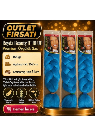 3 Paket / Afrika Örgüsü Ve Rasta İçin Sentetik Blue3 - Izbp-892947 Çok Renkli