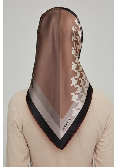 Armine İpek Eşarp Nostalji - 8620-04 Siyah Bordo Twill Siyah Bordo