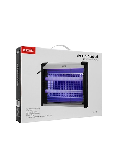 Asonic Siyah 4 Watt 2000 Volt İki Ledli Sinek Öldürücü As-a28 Sivri Sinek Cız Mor Işık