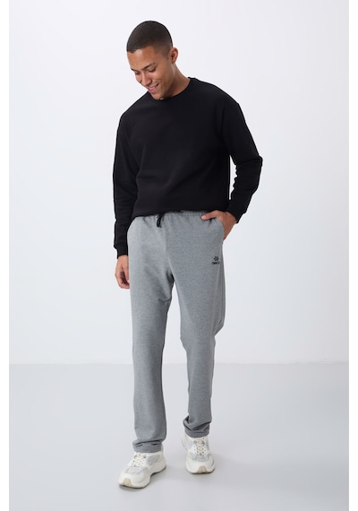 Tommy Life Gri Melanj Bağcıklı Cepli Standart Kalıp Klasik Paça Erkek Eşofman Alt - 84682 GB MELANJ