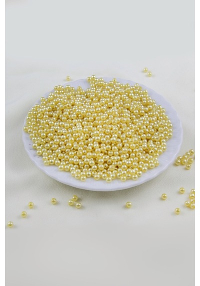 4 Mm Soluk Sarı Plastik İnci Boncuk Aksesuar Takı Malzemesi 25 Gr