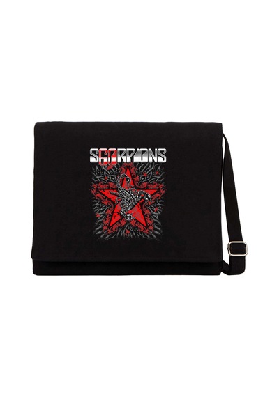 Scorpions Red Star Siyah Kanvas Postacı Çantası