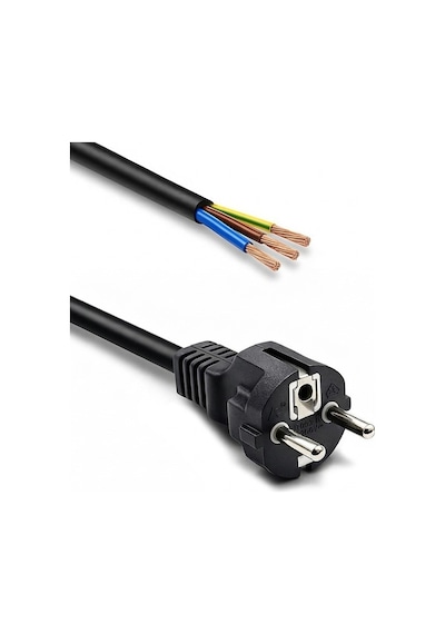 2 Adet - Açık Uç Güç Power Kablosu Fişli 3x0.75 Topraklı - 1 Metre