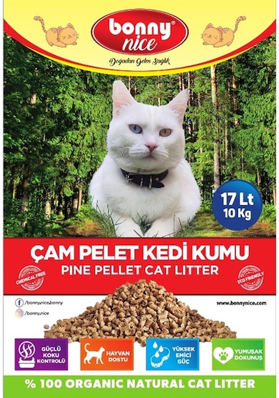 Bonny Nice Doğal Pellet Çam Peleti Kalın Kedi Kumu 4 x 17 L