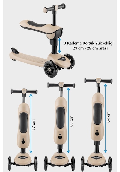 Wellgro Easy Go Oturaklı Ve Işıklı Scooter, Kahve