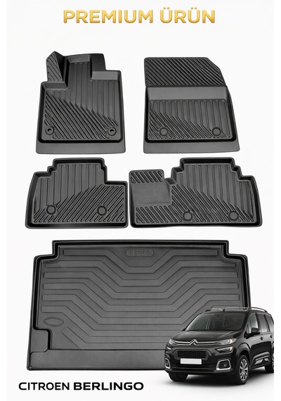 Citroen Berlingo 2018+ 3d Oto Paspas Ve Bagaj Havuzu İkili Set