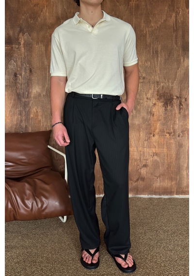 Erkek %100 Pamuk Düğmeli Polo Yaka T-shirt Sarı