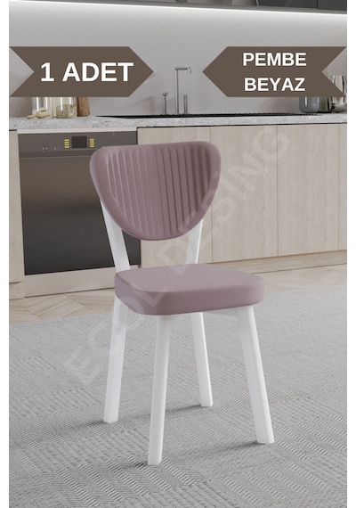 Faymend 1 Adet Elma Model Mutfak Sandalyesi Salon Sandalyesi Yemek Sandalyesi Cafe Restaurant Sandalyesi Pembe
