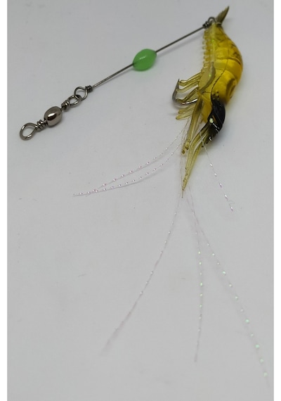 Karides Shrimp Balık Yemi Fosforlu Kancalı 7.5 Cm Sahte Sarı Yem