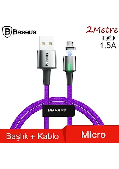Baseus Zinc Magnetic Usb Kablo Şarj Android Mikro Başlık 2Metre