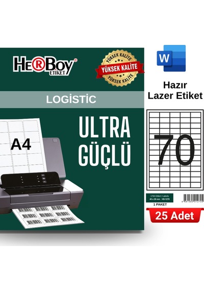 Herboy Hb-1270 40 X 20 Mm A4 Laser Etiket 25 Adet