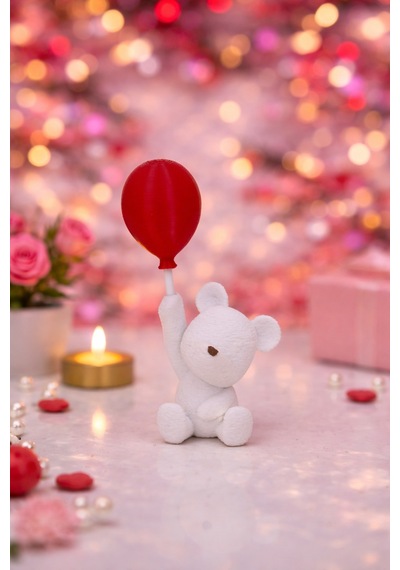 Balon Tutan Oturan Sevimli Romantik Ayı Figürü Sevgililer Günü Hediye Dekoratif Biblo Balon - 822403871