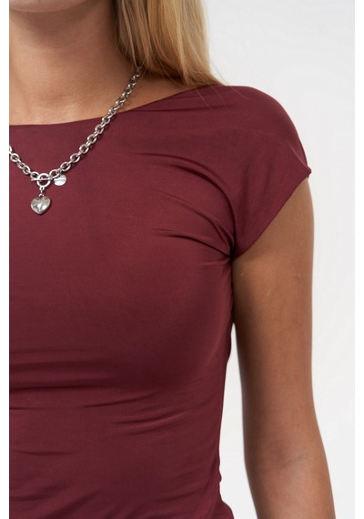 Mai Collection Mai Studios Co. Nives Sırt Dekolteli Bordo Crop Bordo