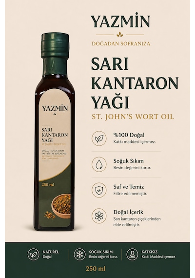 Yazmin Sarı Kantaron Yağı 250 Ml Cam Şişe Doğal Kantaron Yağı %100 Bitkisel