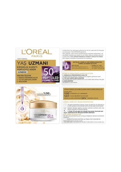 L'Oréal Paris  50+ Peptid   Yenileyici Gündüz Kremi 50 ML