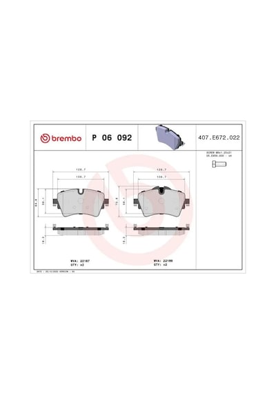 Brembo P06092 On Fren Balatasi 34106863293 34106874034 34106885503