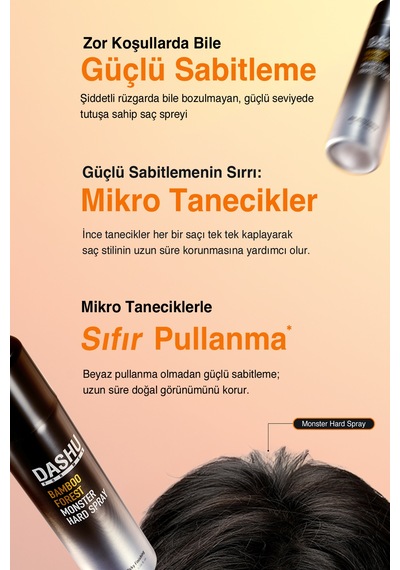 Anında Etkili Ultra Güçlü Saç Sabitleyici Sprey Dashu For Men Bamboo Forest Monster Hard Spray