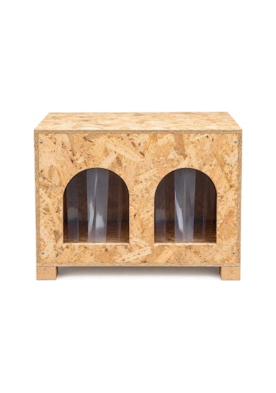 Reyo 2 Bölmeli Yetişkin Kedi Evi, Kedi Barınağı, Sokak Hayvanları İçin Kedi Barınağı, Kedi Yuvası, Rüzgar ve Soğuğa Dayanıklı Ahşap 61x41x36 cm CAT50
