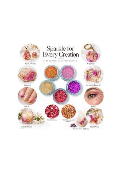 5 Adet Epoksi Reçine Sim & Glitter Seti, Mum Beton Nail Art Glitter Sim Seti Malzeme