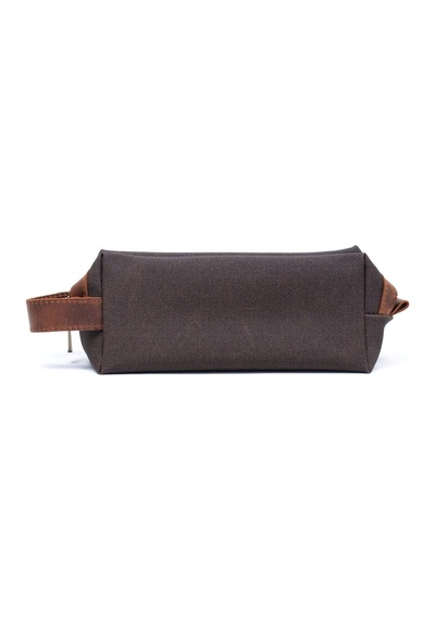 Gillario Design 06 Unisex Suni Kanvas+deri Mürdüm-taba Eskitme Dopp Kit