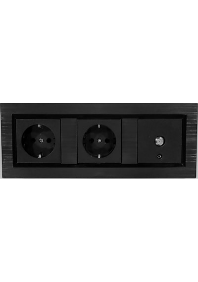 Ovivo Quantum Siyah Topraklı Priz+topraklı Priz+tv Prizi 3'lü Set