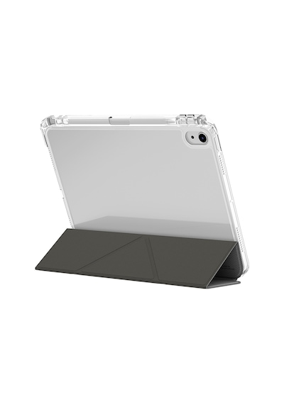 Apple Uyumlu iPad 11.nesil 2025 Kılıf Skinarma Kalemlikli Arkası Şeffaf Standlı Magnetik Zeta Kılıf Gri Kapaklı Kılıf