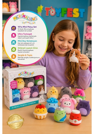 Squishmallows Micromallows 10 Lu Mini Peluş Oyuncak Seti Orijinal Lisanslı 6,3 Cm Diğer