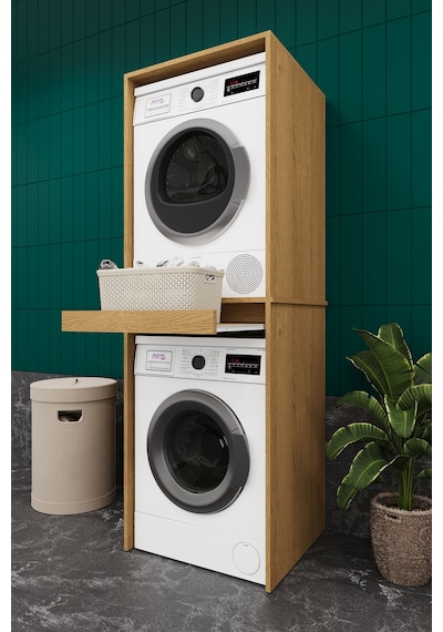 Lüks Çekmeceli Çamaşır Makinesi Dolabı %100 Mdf Çamaşır Kurutma Banyo Dolabı Bd05 Karına