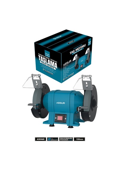 Assur 250W 150 MM Disk Çapı Zımpara Balta Bıçak Bileme Makinesi Taş Motoru Tezgah Üstü Taşlama - 3065