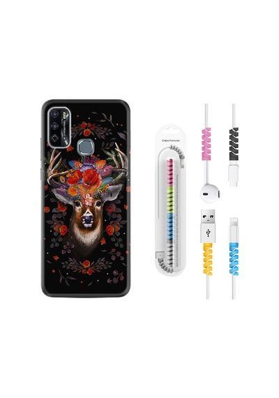 Infinix Hot 9 Play Kılıf Kablo Koruyuculu Rose Deer 1661