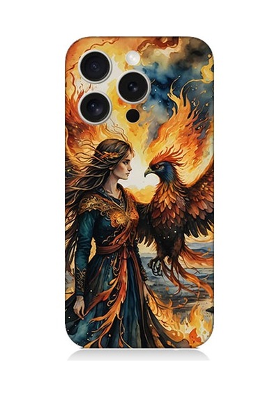 Apple Uyumlu iPhone 15 Pro Max Anka Kuşu Desenli Silikon Kılıf Silikon