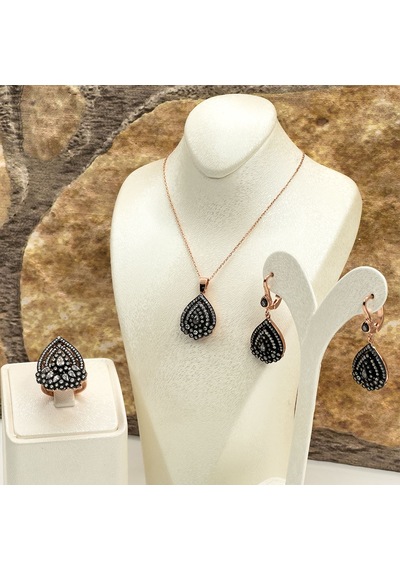 Elmas Montür Rosegold Özel Üretim Gümüş Set Takım - Lvrset07 Rose Gold