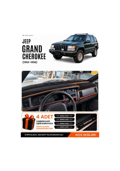 Jeep Grand Cherokee 1993-1998 Uyumlu Torpido Örtüsü - Siyah-kahverengi - Ebz-trp-0222