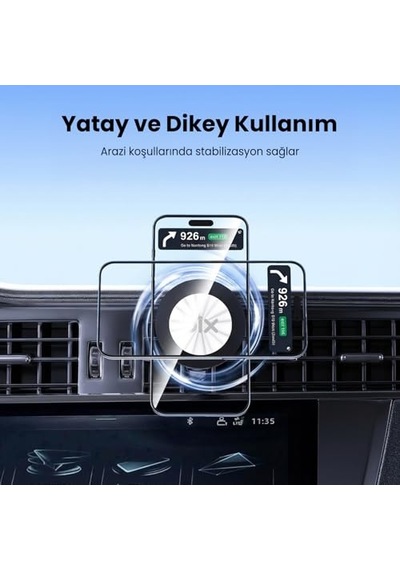 Bix Bxch14 360 Ayarlanabilir Hava Menfezi İçin Metal Kancalı Manyetik Araç İçi Telefon Tutucu Siyah